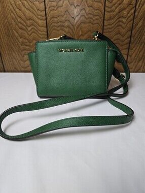Green Michael Kors Selma Mini Messenger Bag